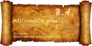 Márcsák Alex névjegykártya